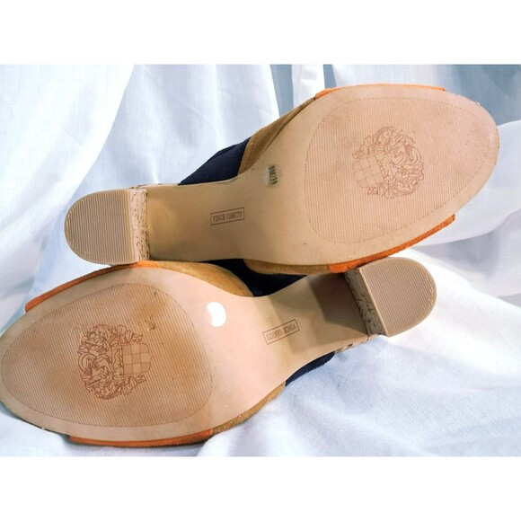 Vince Camuto Vella Color Block Suede Slide Mule Cork Heel Slip On Size 9 - Picture 10 of 12